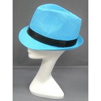 Fedora Straw Hat - Aqua Blue -HT-1188AQ